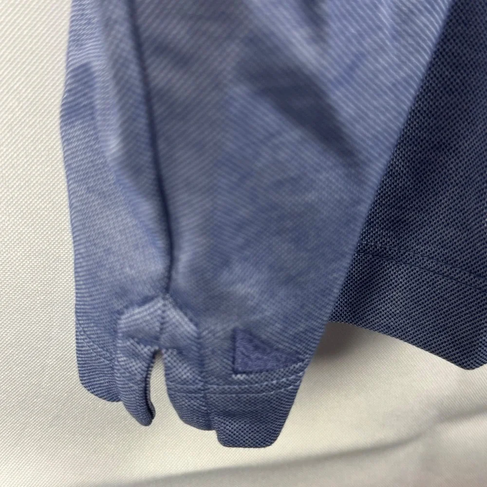UNTUCKit Mens Day Polo Shirt Blue Heathered Pima Cotton Regular Fit 42037 L
